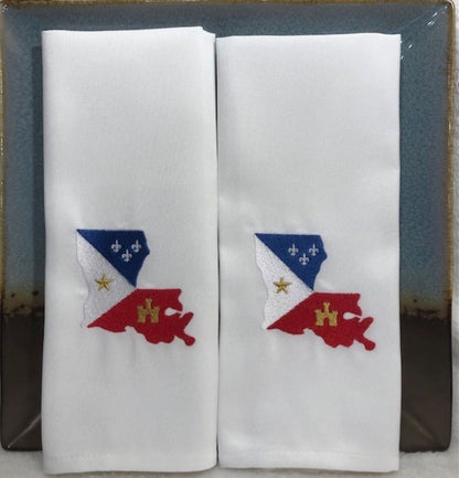 Acadiana Flag Louisiana Dinner Cloth Napkins Set of 6 Embroidered Customized Personalized