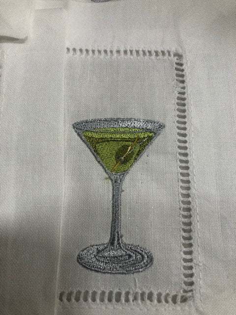 Alcohol themed Embroidered Cocktail Napkins, Boozy Cocktail Napkins set of 6, Bar Top Napkins, Tequila, Bloody Mary, Housewarming Gifts