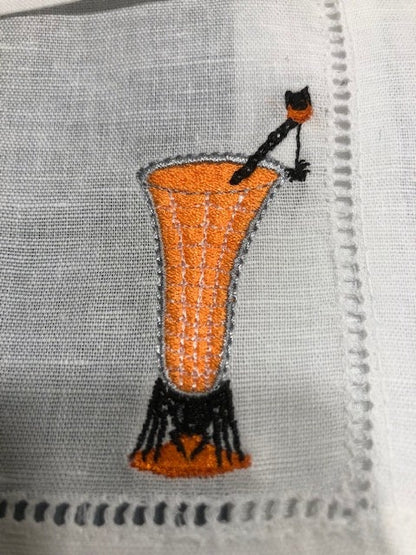 Halloween cocktail napkins , embroidered cocktail napkins, bar top napkins, Halloween themed cocktail napkings