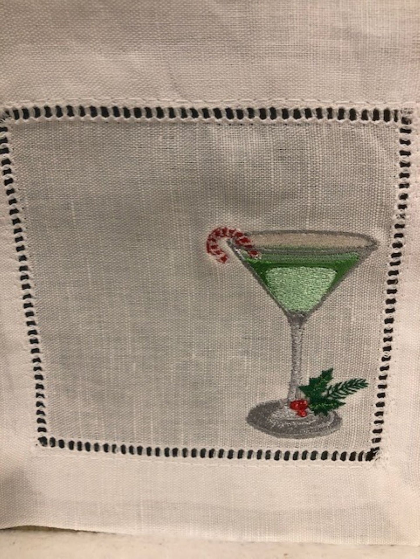Christmas cocktail napkins - embroidered