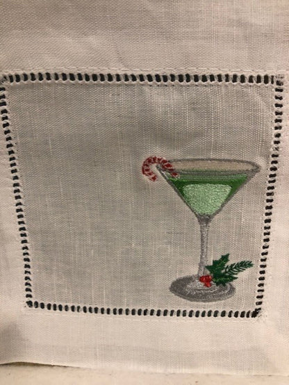 Christmas cocktail napkins - embroidered