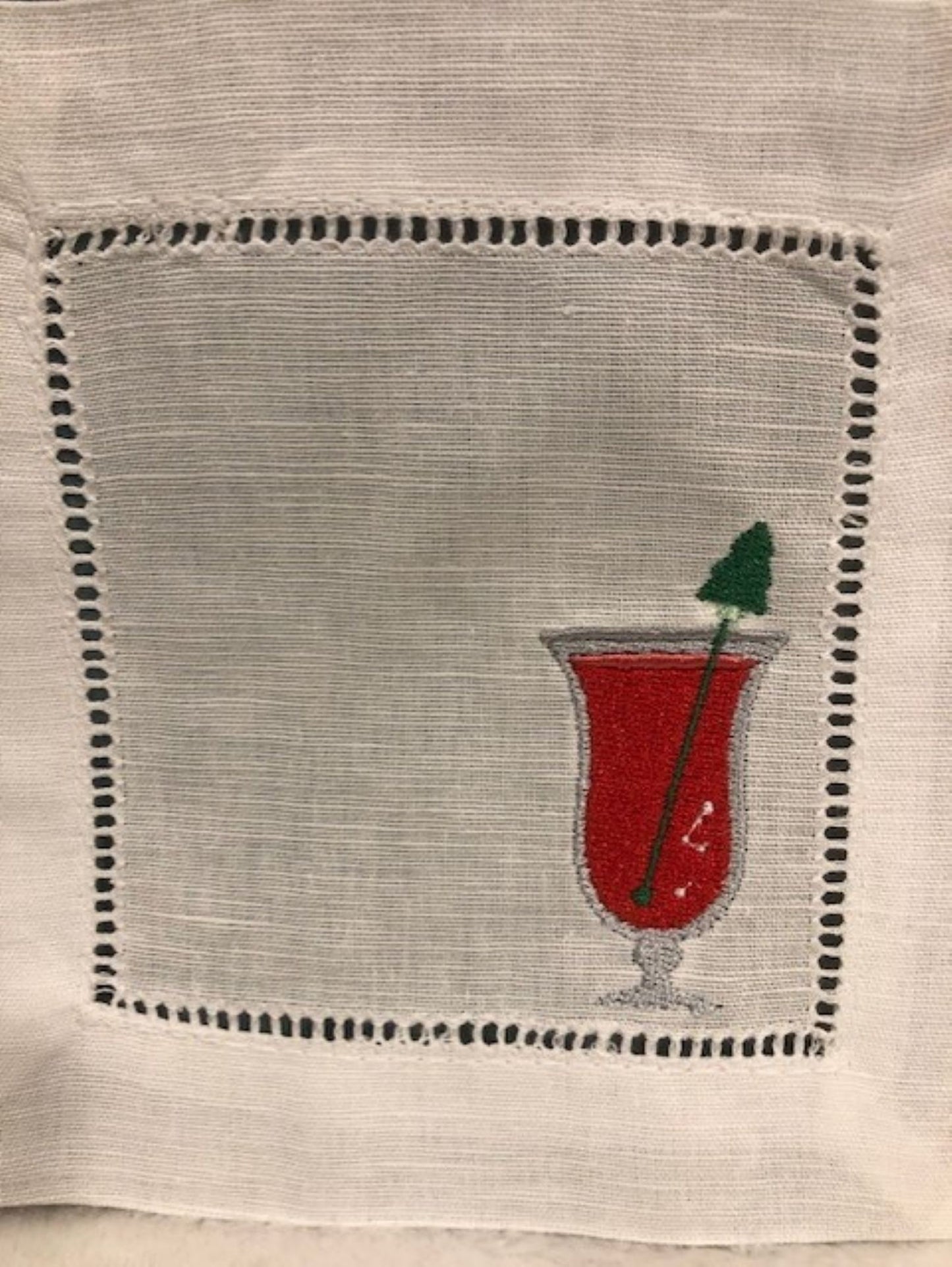 Christmas cocktail napkins - embroidered