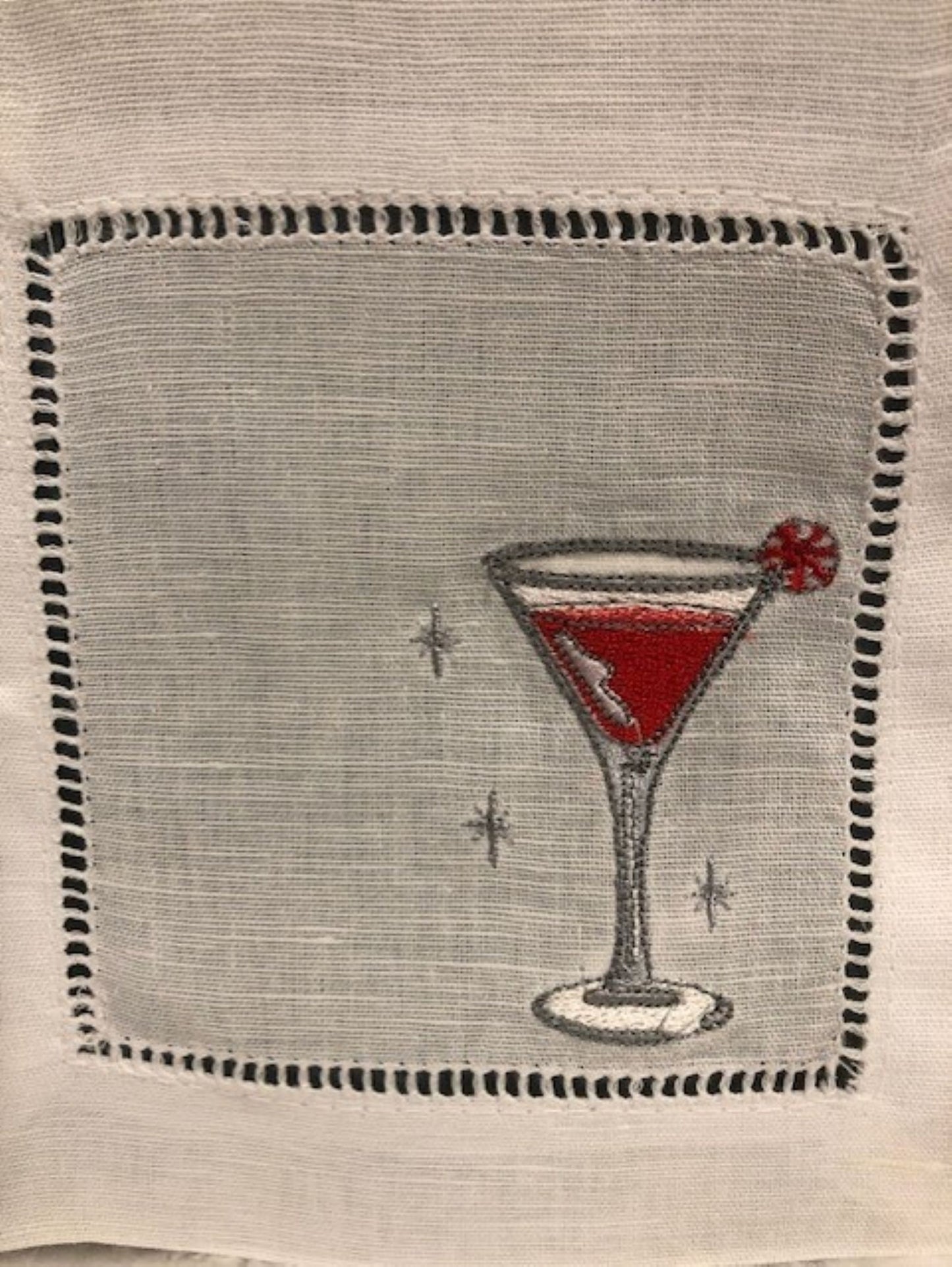 Christmas cocktail napkins - embroidered