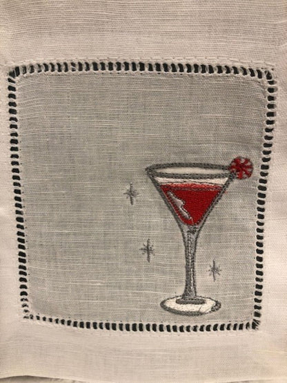 Christmas cocktail napkins - embroidered