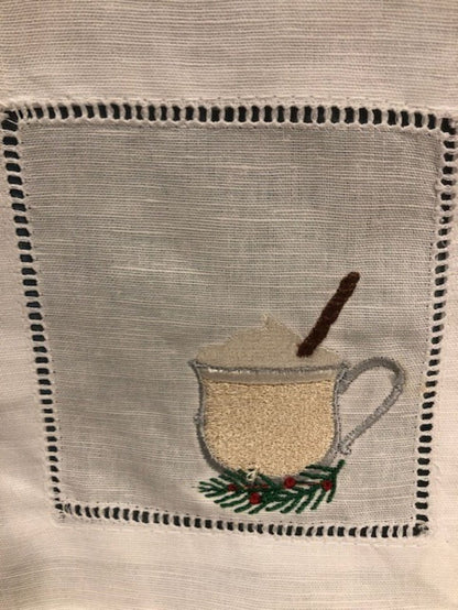 Christmas cocktail napkins - embroidered