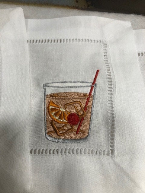 Alcohol themed Embroidered Cocktail Napkins, Boozy Cocktail Napkins set of 6, Bar Top Napkins, Tequila, Bloody Mary, Housewarming Gifts