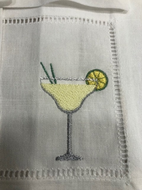 Alcohol themed Embroidered Cocktail Napkins, Boozy Cocktail Napkins set of 6, Bar Top Napkins, Tequila, Bloody Mary, Housewarming Gifts