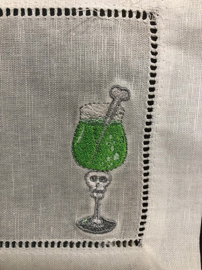 Halloween cocktail napkins , embroidered cocktail napkins, bar top napkins, Halloween themed cocktail napkings