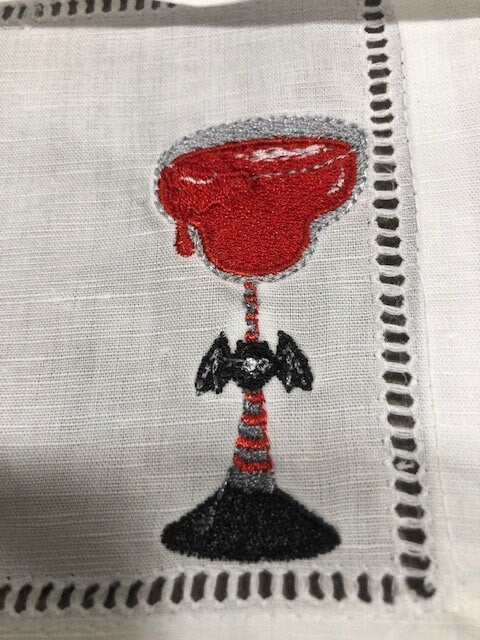 Halloween cocktail napkins , embroidered cocktail napkins, bar top napkins, Halloween themed cocktail napkings