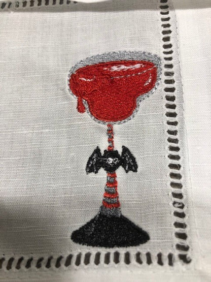 Halloween cocktail napkins , embroidered cocktail napkins, bar top napkins, Halloween themed cocktail napkings