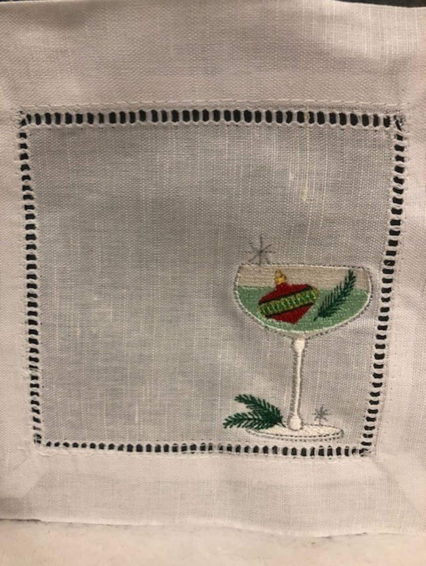 Christmas cocktail napkins - embroidered