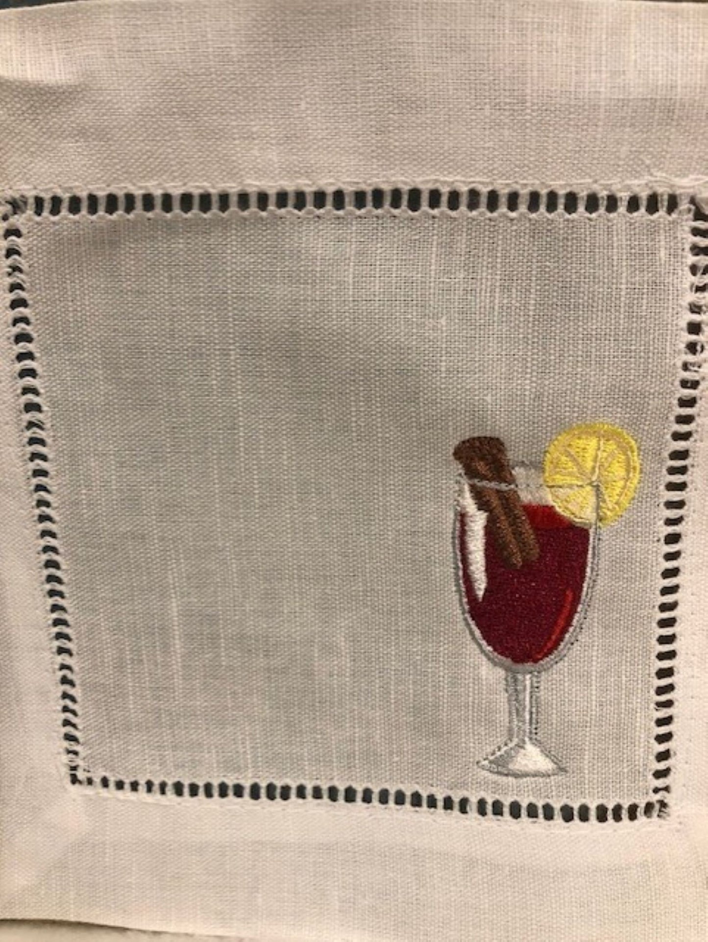 Christmas cocktail napkins - embroidered