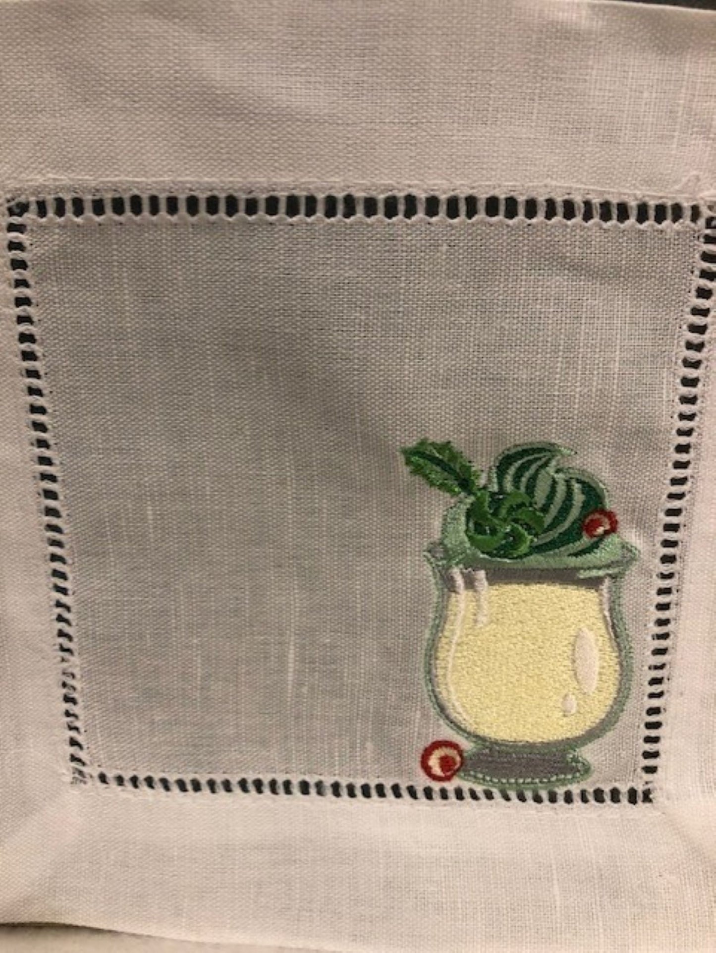 Christmas cocktail napkins - embroidered