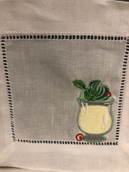 Christmas cocktail napkins - embroidered