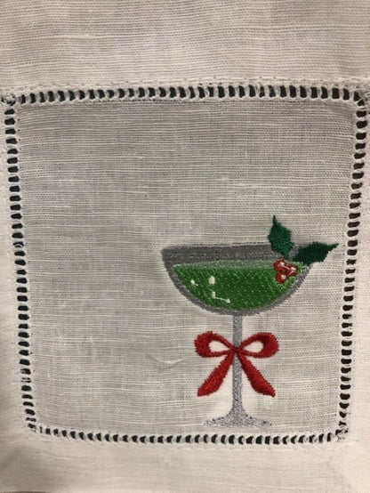 Christmas cocktail napkins - embroidered