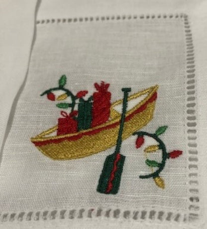 Cajun Christmas Cocktail Napkins - Embroidered