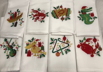 Cajun Christmas Dinner Napkins - Embroidered