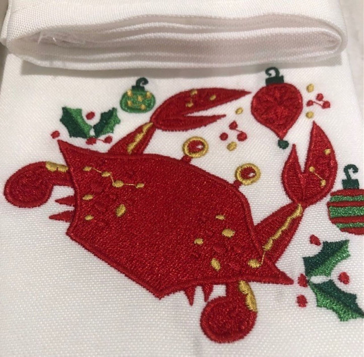 Cajun Christmas Dinner Napkins - Embroidered