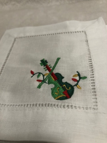 Cajun Christmas Cocktail Napkins - Embroidered