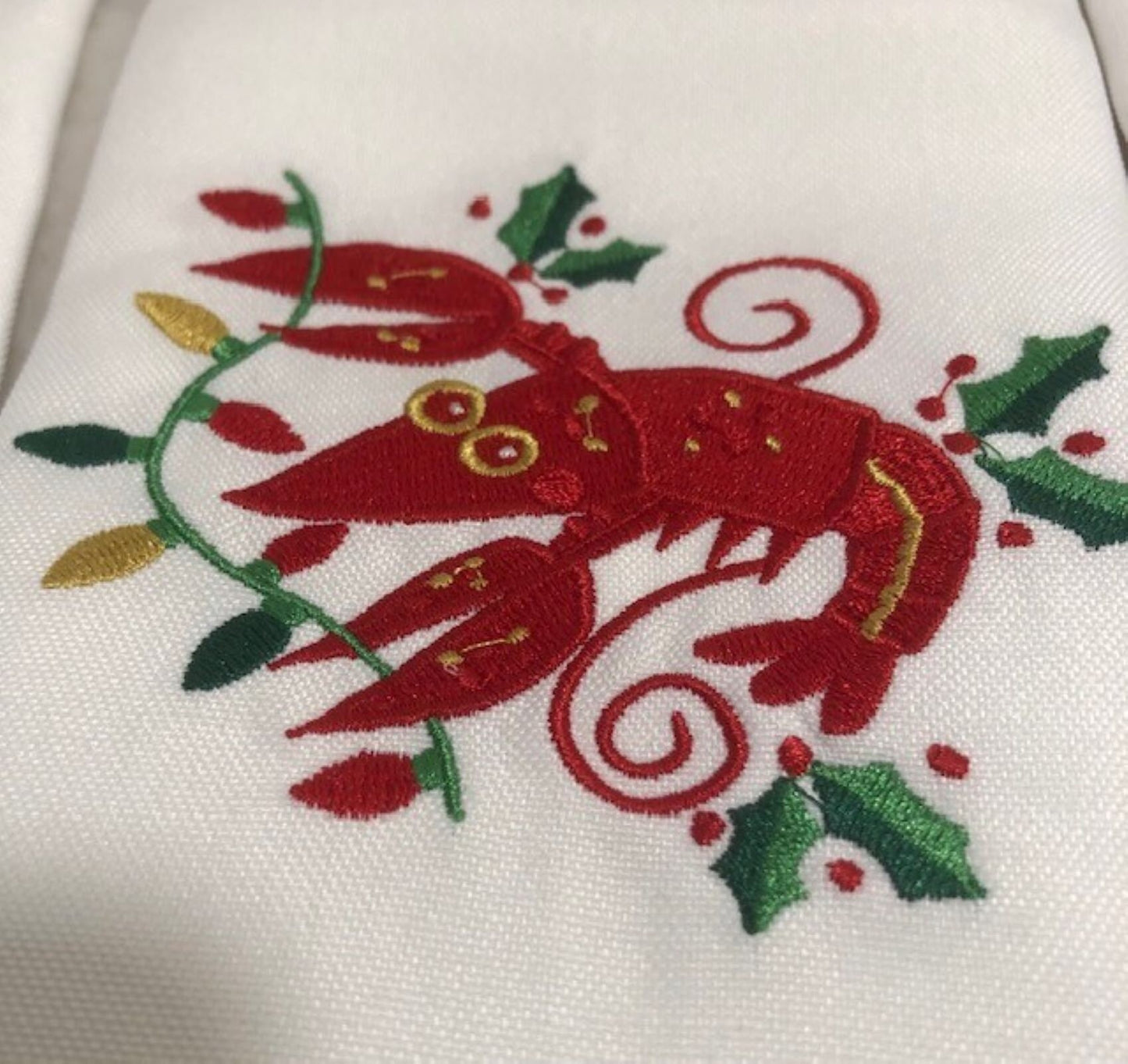 Cajun Christmas Dinner Napkins - Embroidered