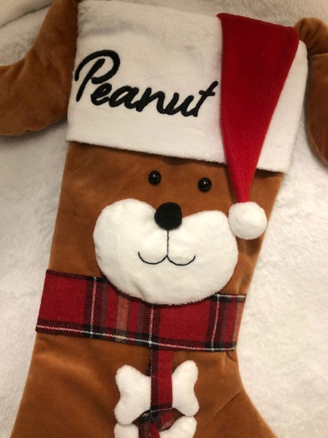 Pet Christmas Stocking – Large 18” Personalized Dog or Cat Stocking – Brown Dog or Black Cat – Embroidered – Fireplace Mantel Holiday Decor