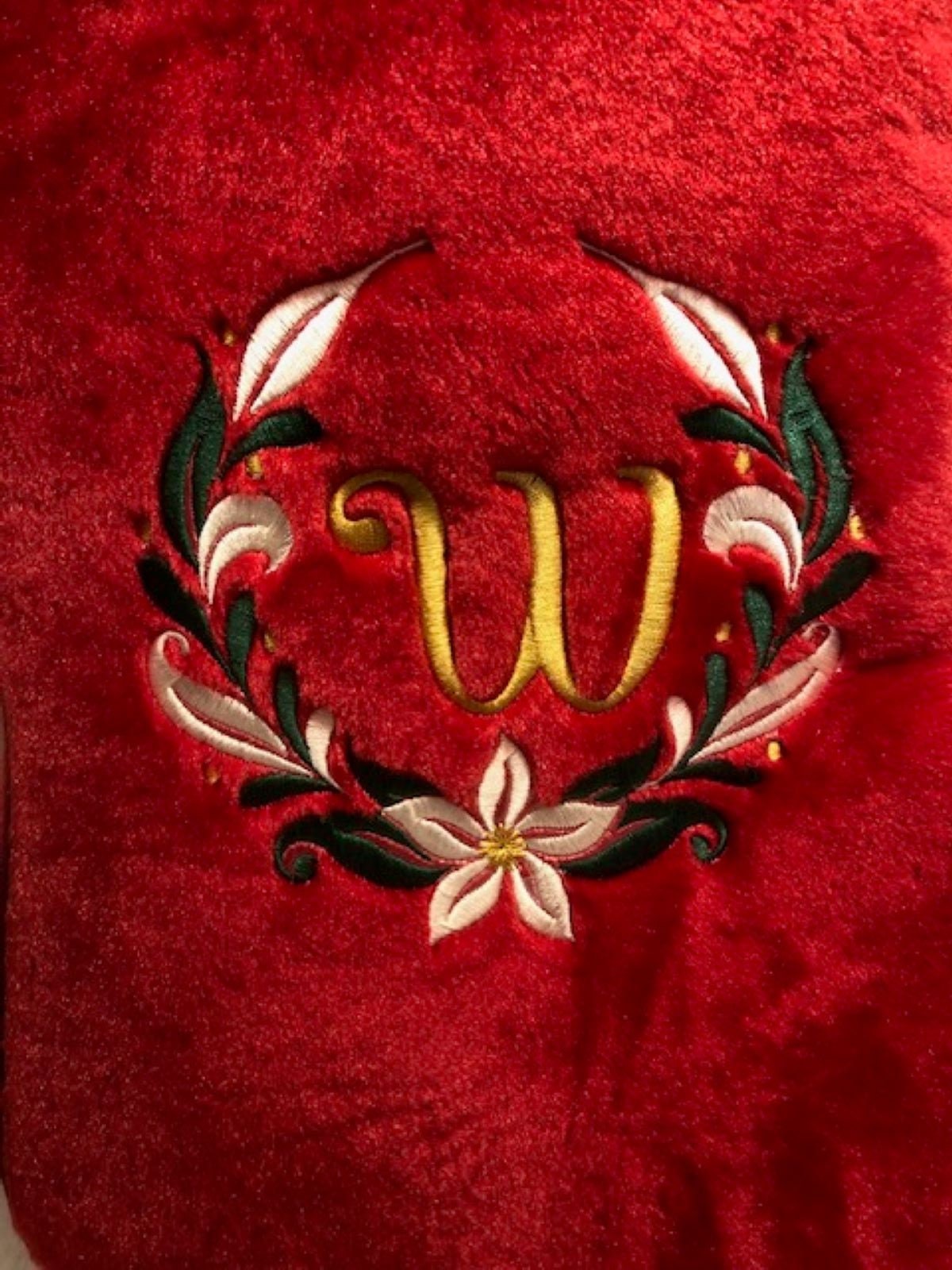 Personalized Christmas Stocking, Custom Christmas stocking scrip font, traditional design wreath monogrammed initals