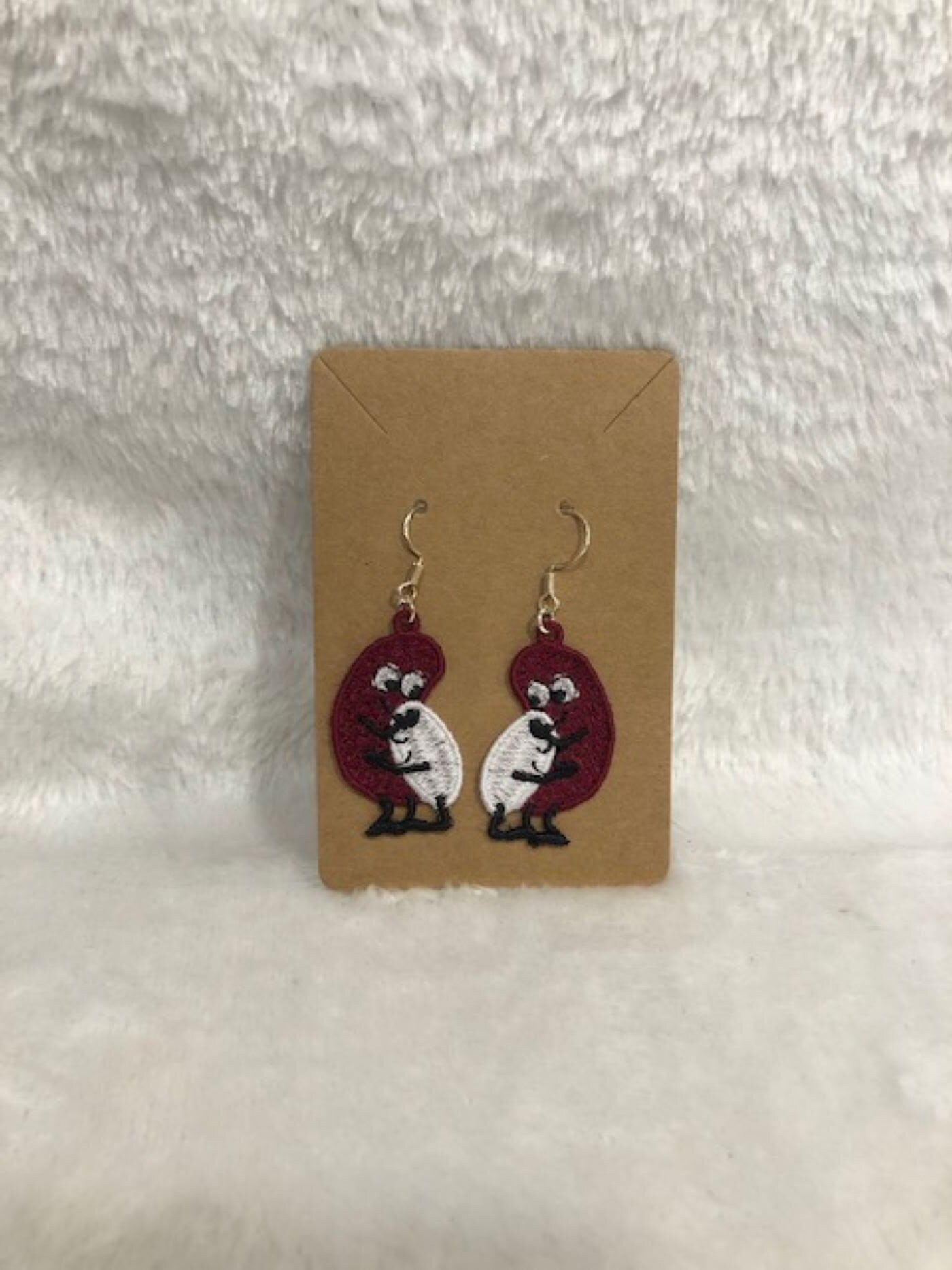 Red Beans and Rice Earring Mardi gras embroidered free standing lace