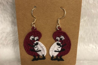 Red Beans and Rice Earring Mardi gras embroidered free standing lace