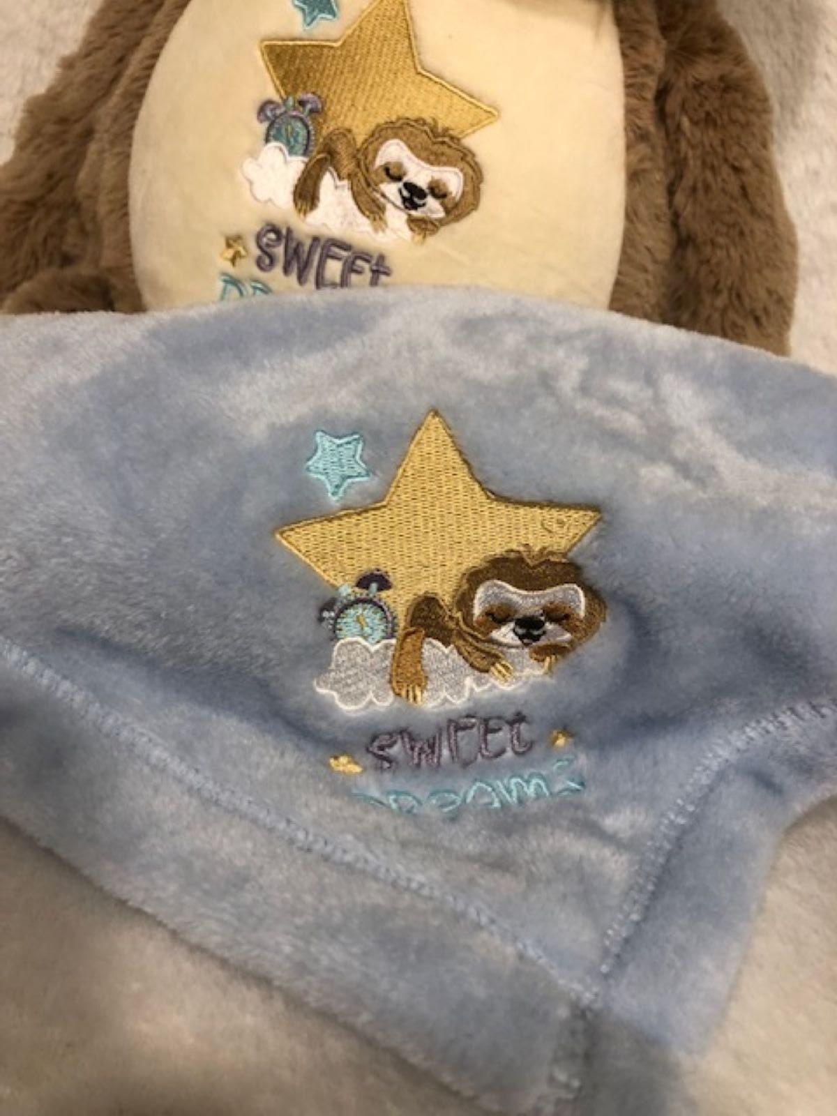 My First Sloth, Sweet Dreams, Sloth three toed, embroidered, personalized, Baby shower gift, gift for baby, plush sloth