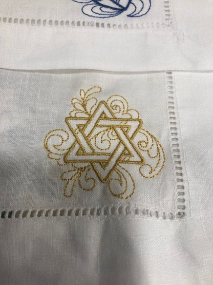Hanukkah cocktail napkins , embroidered cocktail napkins, Jewish holiday cocktail napkins, Hanukkah themed cocktail napkins