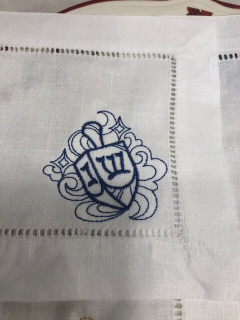 Hanukkah cocktail napkins , embroidered cocktail napkins, Jewish holiday cocktail napkins, Hanukkah themed cocktail napkins