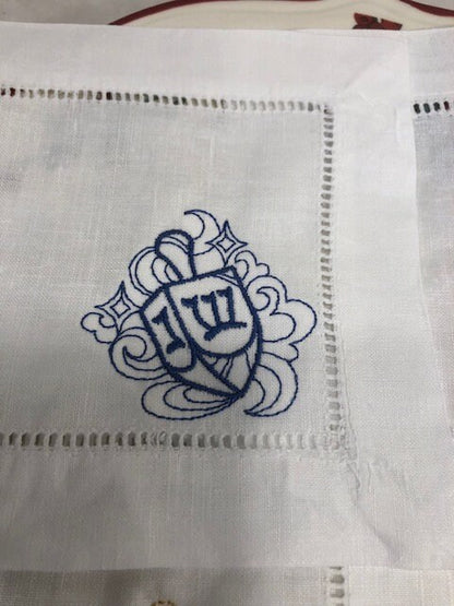 Hanukkah cocktail napkins , embroidered cocktail napkins, Jewish holiday cocktail napkins, Hanukkah themed cocktail napkins