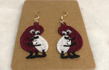 Red Beans and Rice Earring Mardi gras embroidered free standing lace