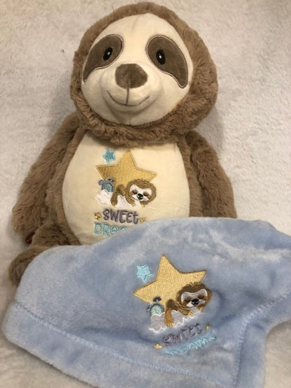 My First Sloth, Sweet Dreams, Sloth three toed, embroidered, personalized, Baby shower gift, gift for baby, plush sloth