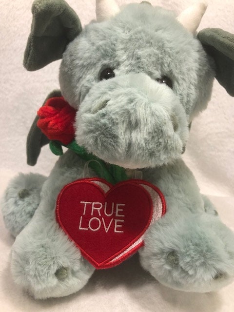 Valentine Dragon plush personalized, customized, Dragon stuffed animal embroidered Valentine