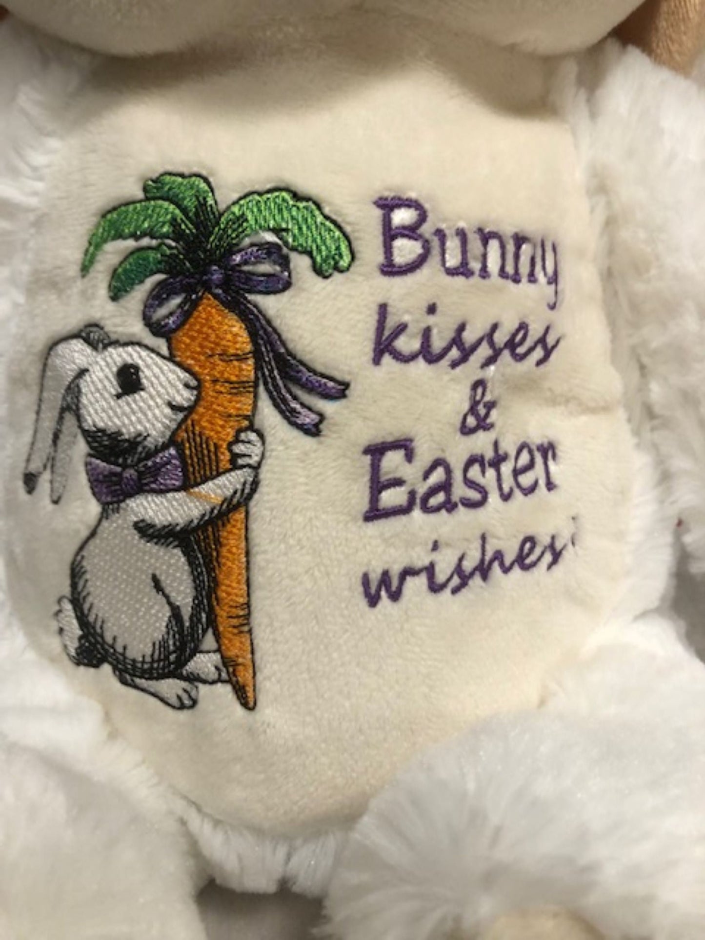 Personalized Embroidered White Bunny Rabbit Bunny Kisses and Easter Wishes, Cubbies, Baby gift, My first Easter, Keepsake, customized