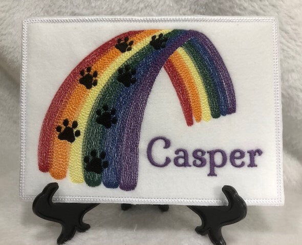 Pet Loss Gift, Memorial, Rainbow Bridge, embroidery, embroidery art, Pet Memorial Keepsake, Sympathy Gift
