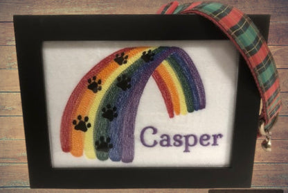 Pet Loss Gift, Memorial, Rainbow Bridge, embroidery, embroidery art, Pet Memorial Keepsake, Sympathy Gift