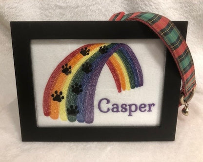 Pet Loss Gift, Memorial, Rainbow Bridge, embroidery, embroidery art, Pet Memorial Keepsake, Sympathy Gift