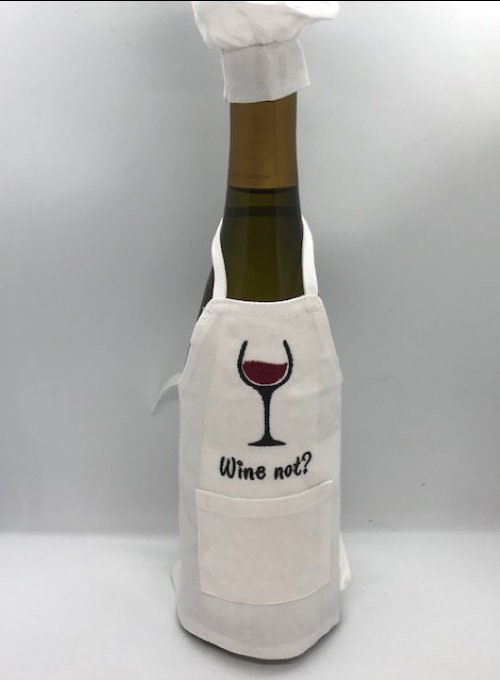 Wine Bottle Apron, Wine bottle cover, wine bottle cover, housewarming gift, wine bottle embroidery
