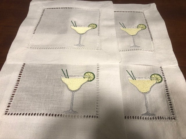 Cinco de Mayo Embroidered Cocktail Napkins, Cinco De Mayo Cocktail Napkins set of 4, Bar Top Napkins, Cinco de Mayo gift ideas