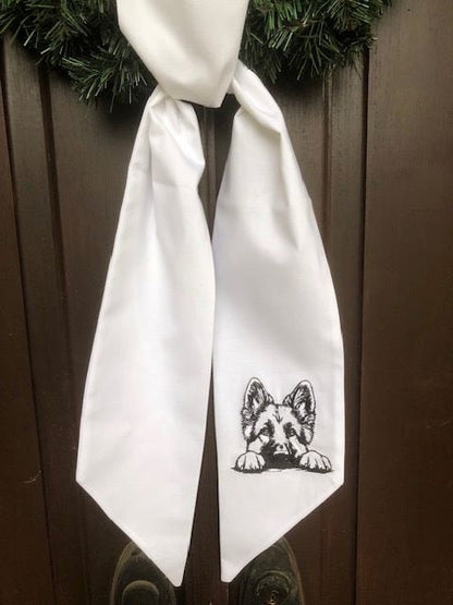 German Shepherd Wreath Sash, Wreath Sash, Wreath Bow, German shepherd decoration, Dog Wreath Sash.  Celebration