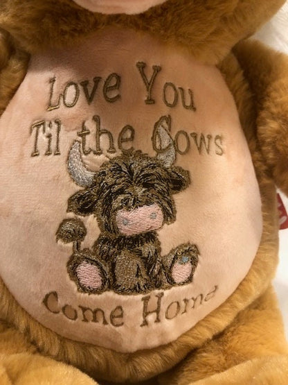 Personalized Highland Cow Plush – Embroidered Baby Keepsake