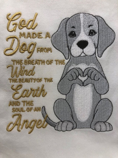 God Made a Dog Tea Towel – 100% Cotton Embroidered Kitchen Towel | Dog Lover Gift | Housewarming Present