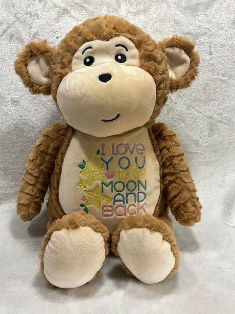Monkey Plush personalized gift, Monkey Baby gift set, Monkey embroidered, customized, Monkey embroidery buddy, Monkey stuffed baby