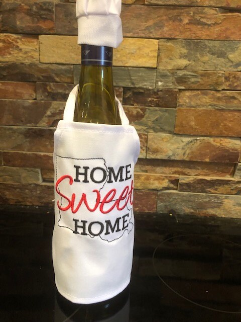 Housewarming Gift Basket, Home Sweet Home Realtor Gift, Wine Bottle Apron,  realtor closing gift, embroidered,  Louisiana realtor gift