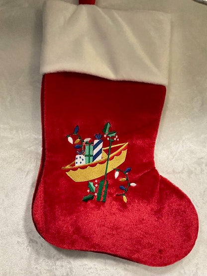 Christmas Cajun Stocking  - Embroidered