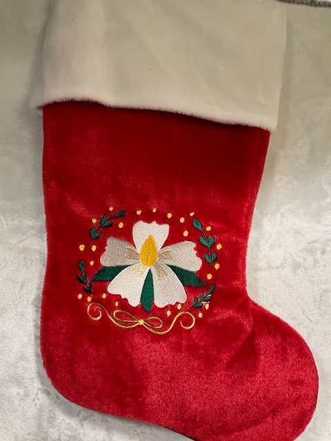 Christmas Cajun Stocking  - Embroidered