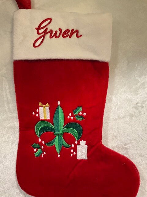 Christmas Cajun Stocking  - Embroidered