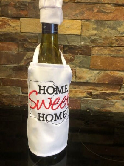 Housewarming Gift Basket, Home Sweet Home Realtor Gift, Wine Bottle Apron,  realtor closing gift, embroidered,  Louisiana realtor gift